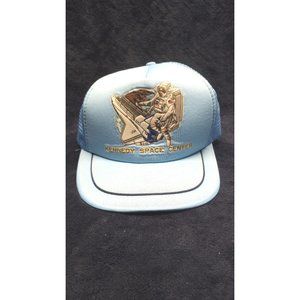 Kennedy Space Center NASA Snapback Trucker Mesh Hat 80s Vintage Blue Great Shape